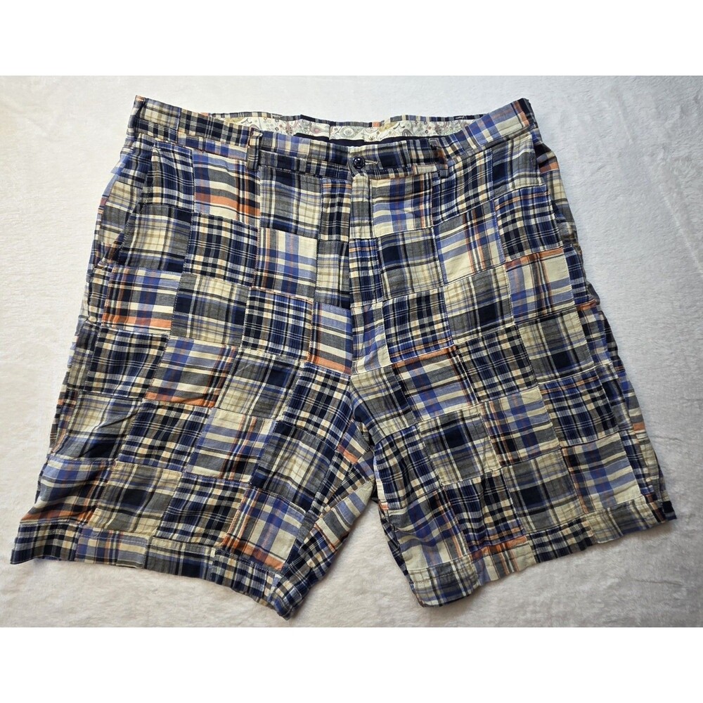 Berle Vintage Retro Mens Shorts Size 40R Madras Plaid Patchwork Cotton